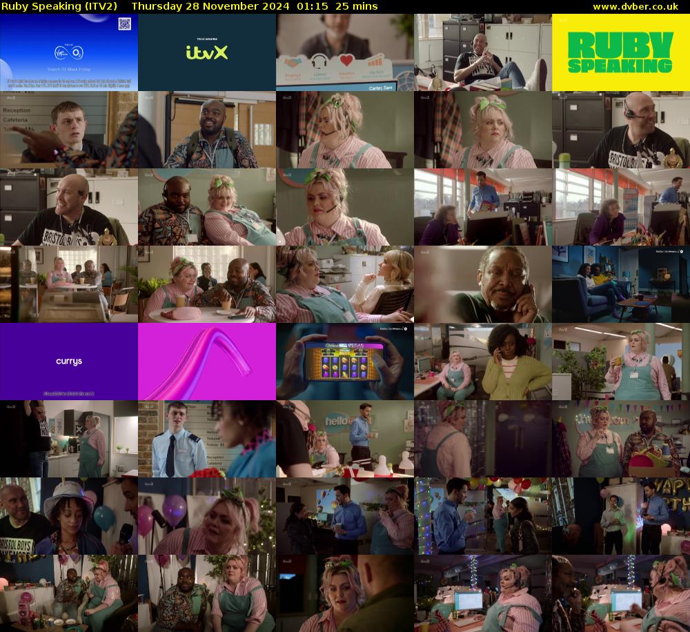 Ruby Speaking (ITV2) Thursday 28 November 2024 01:15 - 01:40