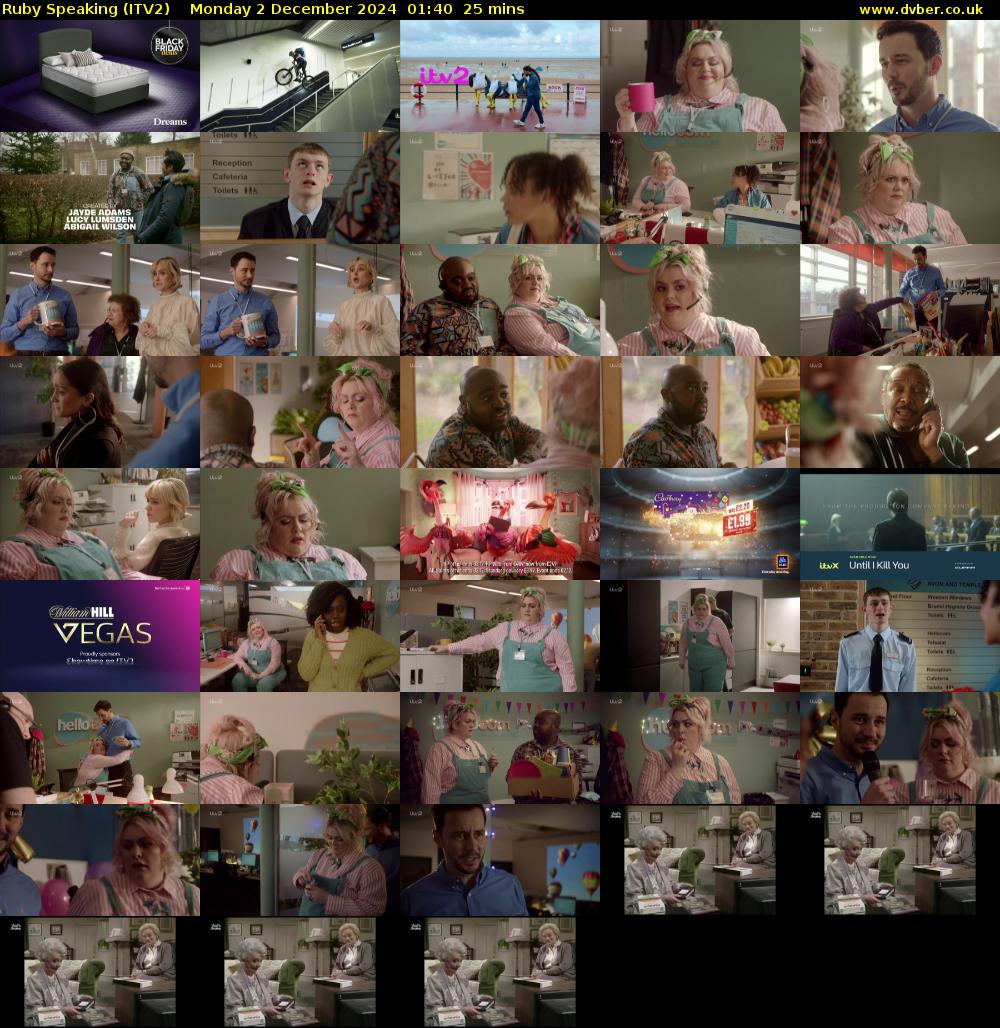 Ruby Speaking (ITV2) Monday 2 December 2024 01:40 - 02:05