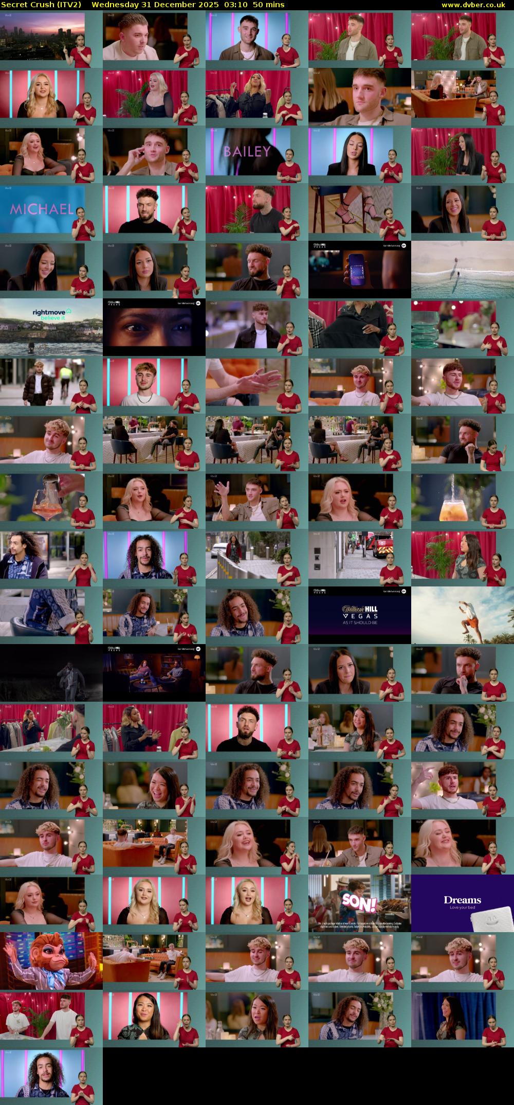 Secret Crush (ITV2) Wednesday 31 December 2025 03:10 - 04:00