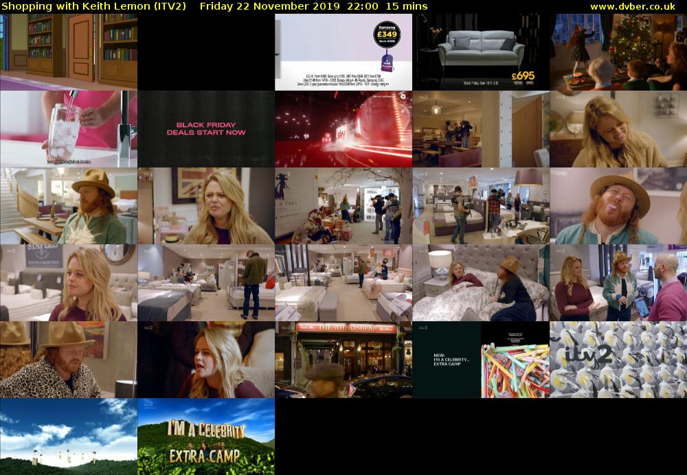 Shopping with Keith Lemon (ITV2) Friday 22 November 2019 22:00 - 22:15