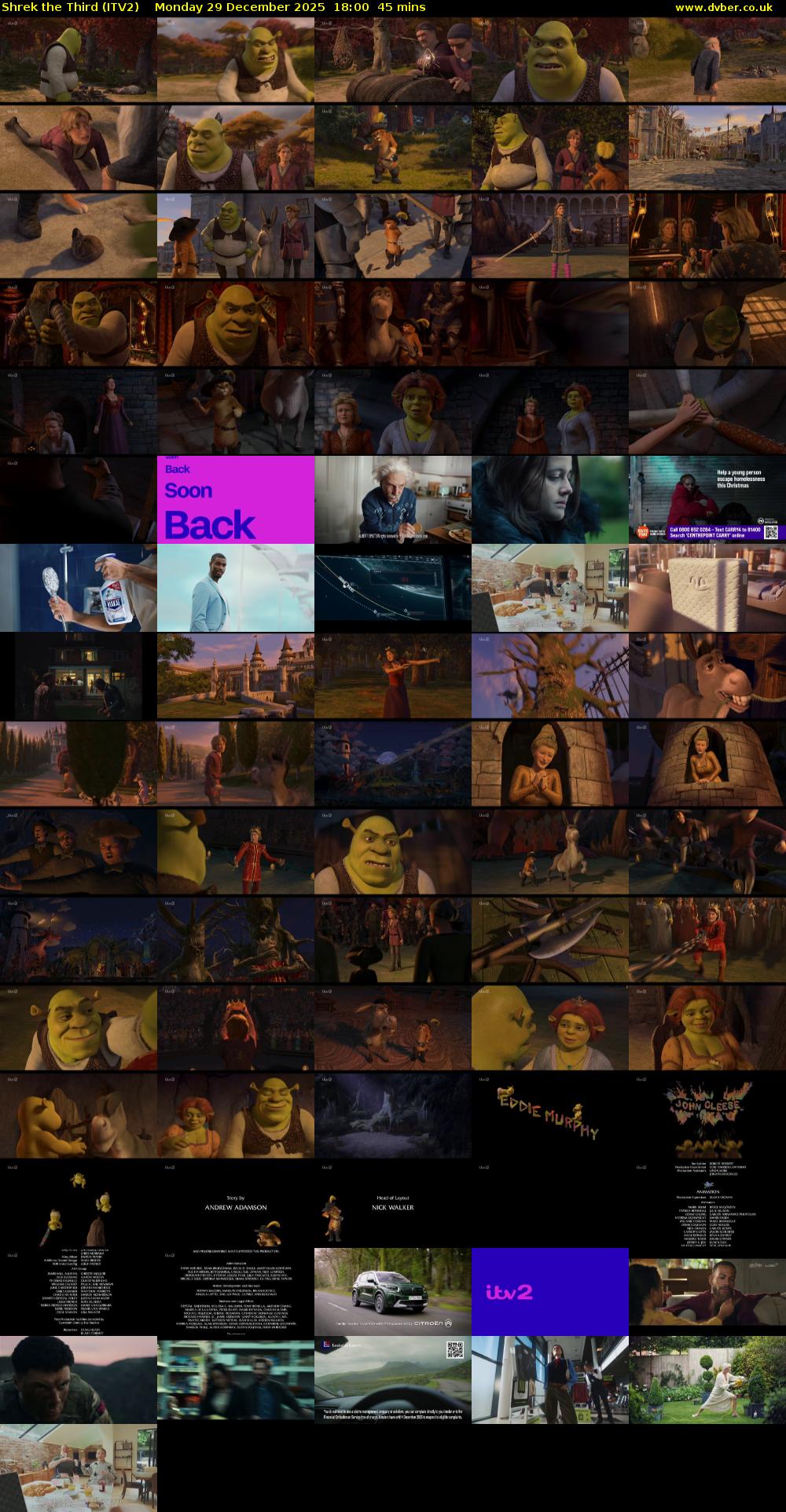 Shrek the Third (ITV2) Monday 29 December 2025 18:00 - 18:45