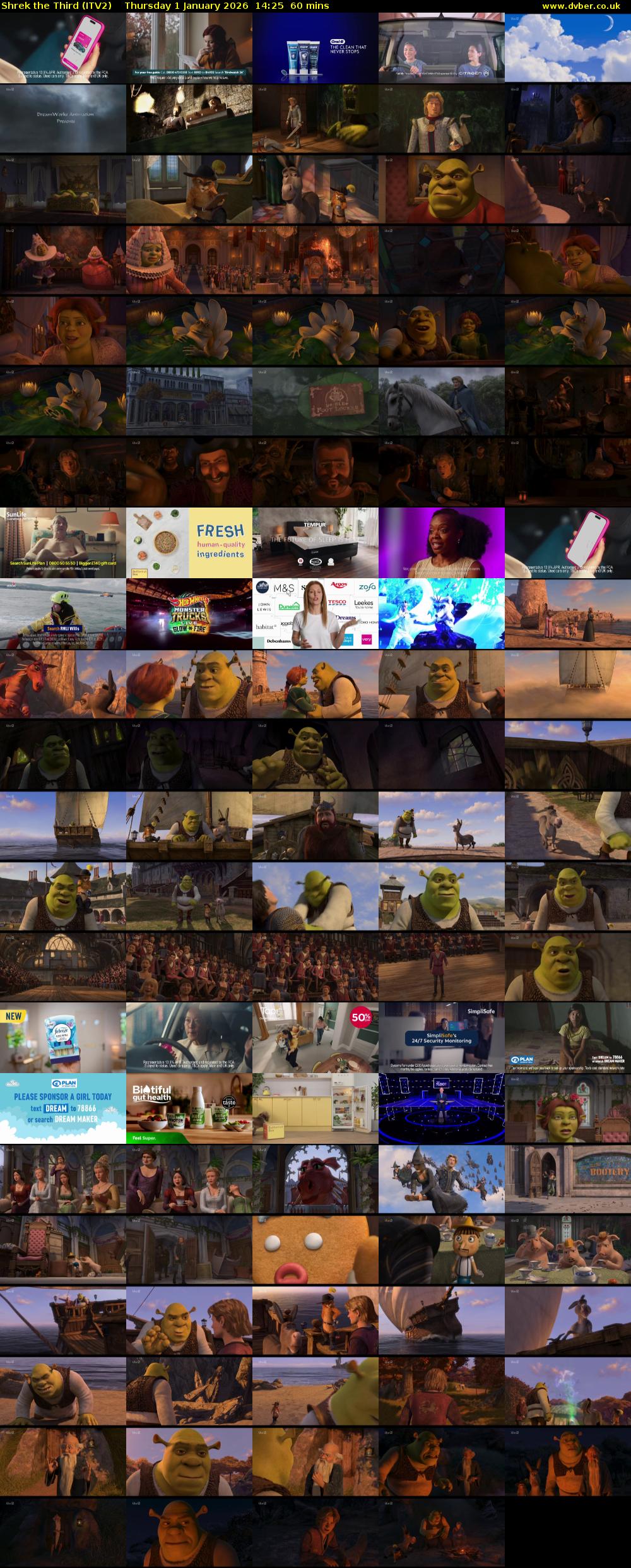 Shrek the Third (ITV2) Thursday 1 January 2026 14:25 - 15:25