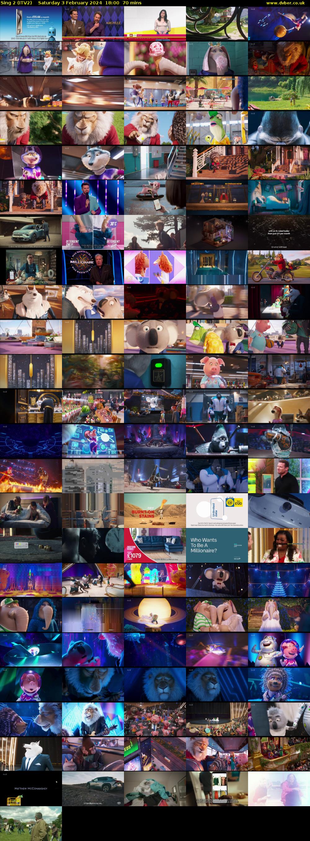 Sing 2 (ITV2) Saturday 3 February 2024 18:00 - 19:10
