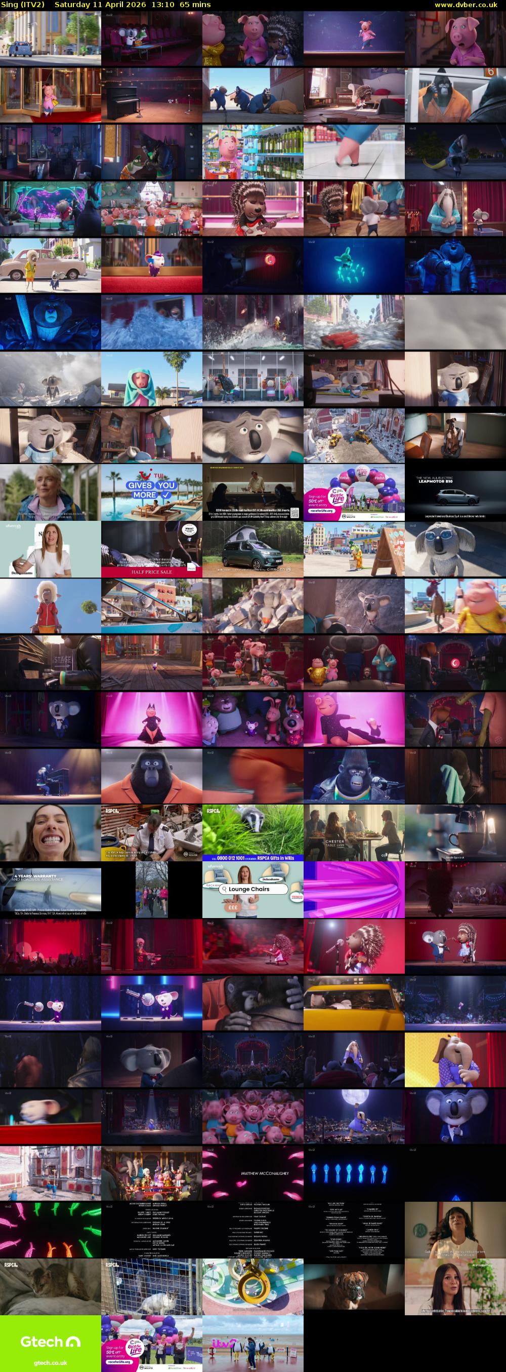 Sing (ITV2) Saturday 11 April 2026 13:10 - 14:15
