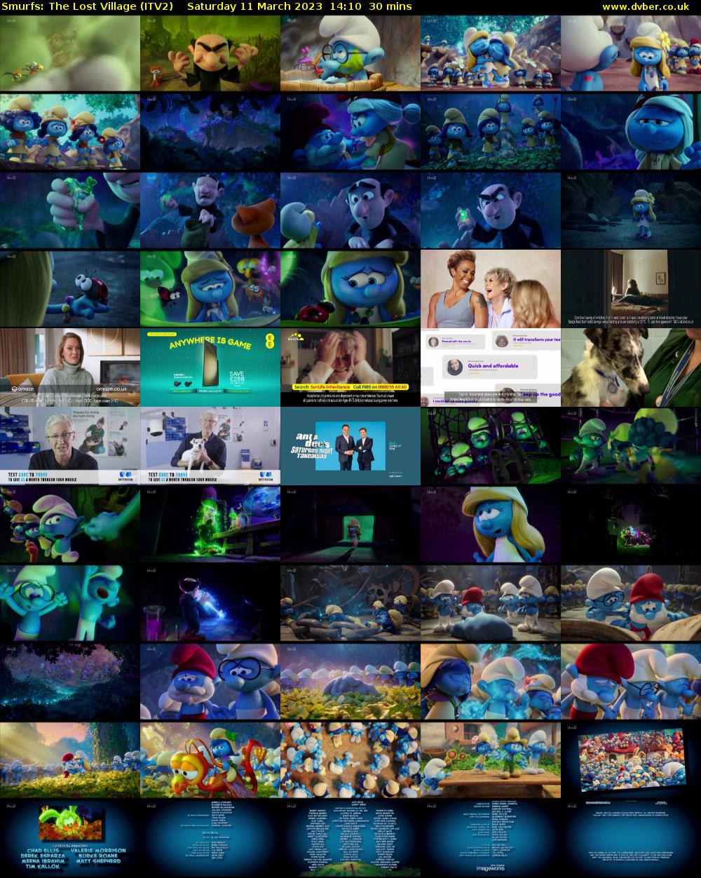 Smurfs: The Lost Village (ITV2) Saturday 11 March 2023 14:10 - 14:40