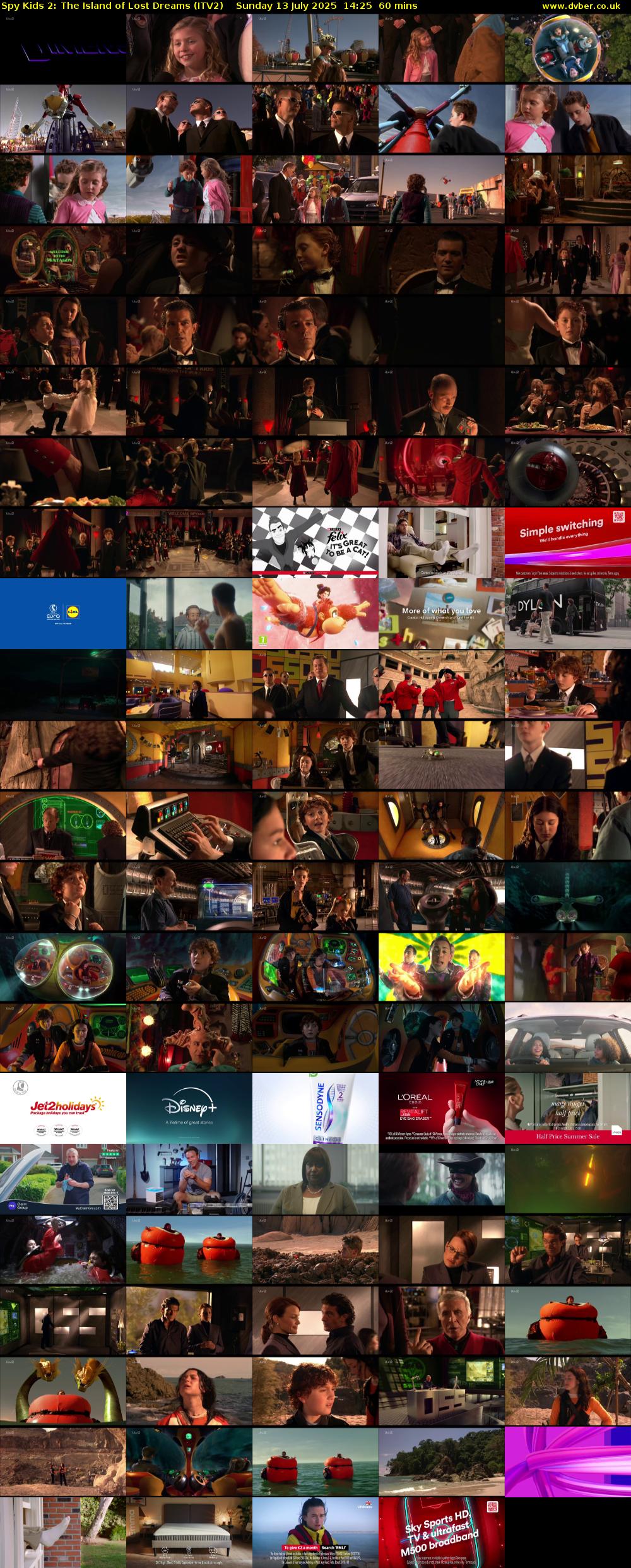 Spy Kids 2: The Island of Lost Dreams (ITV2) Sunday 13 July 2025 14:25 - 15:25