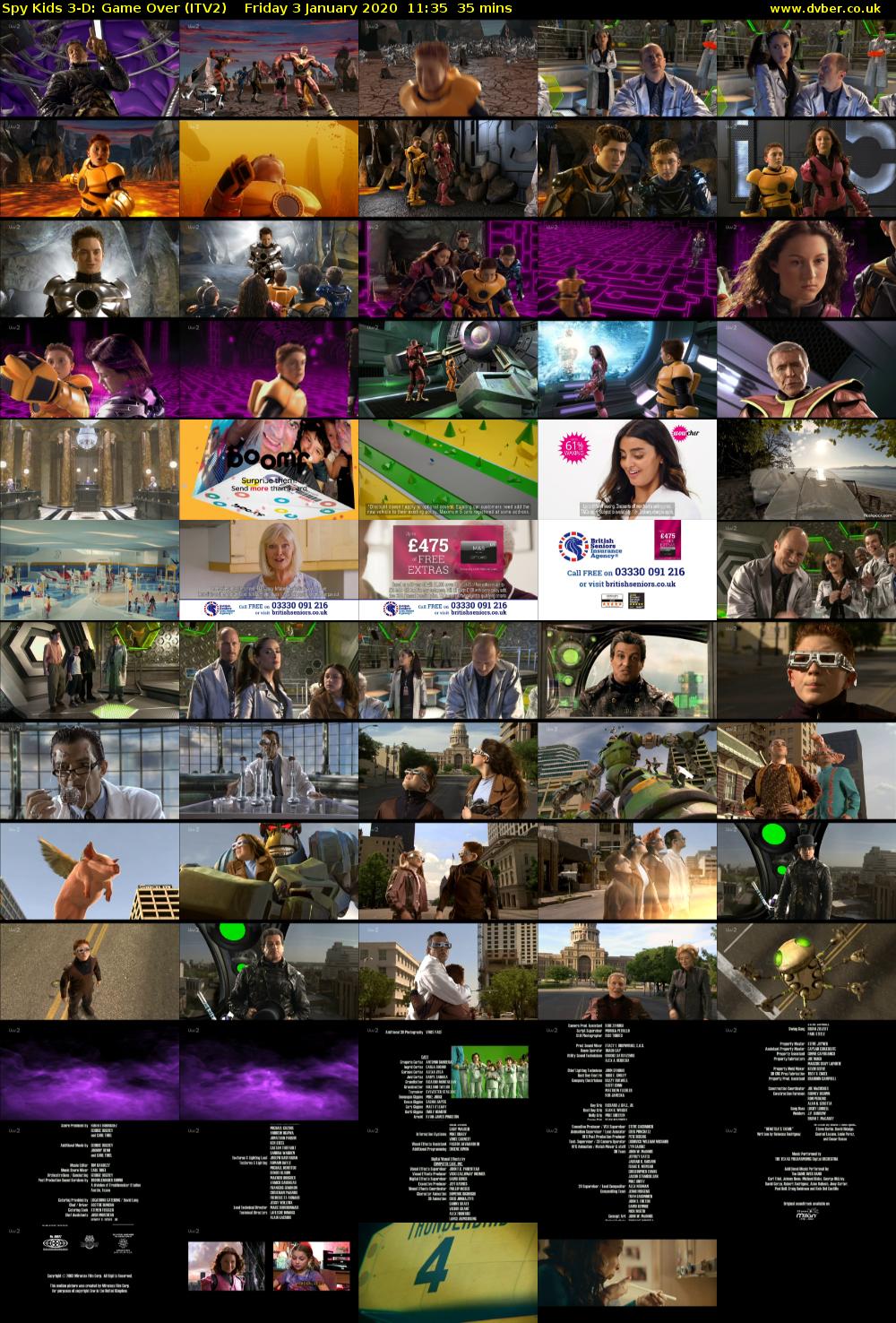 Spy Kids 3-D: Game Over (ITV2) Friday 3 January 2020 11:35 - 12:10