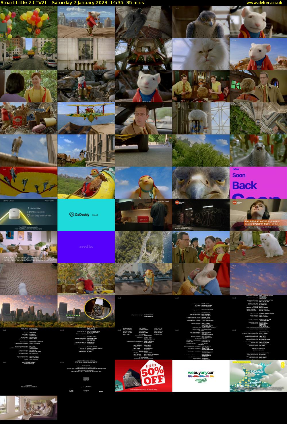 Stuart Little 2 (ITV2) Saturday 7 January 2023 14:35 - 15:10