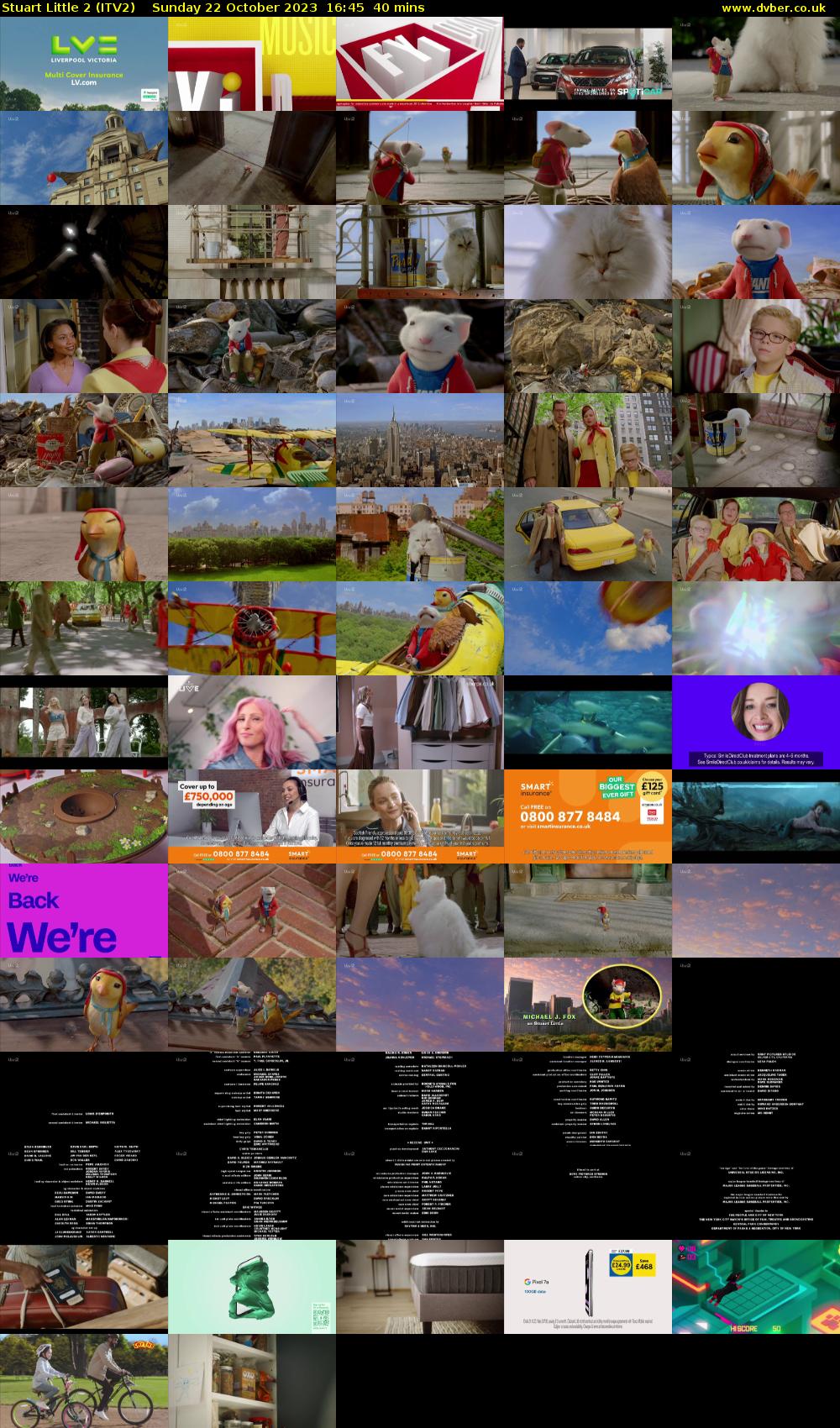 Stuart Little 2 (ITV2) Sunday 22 October 2023 16:45 - 17:25