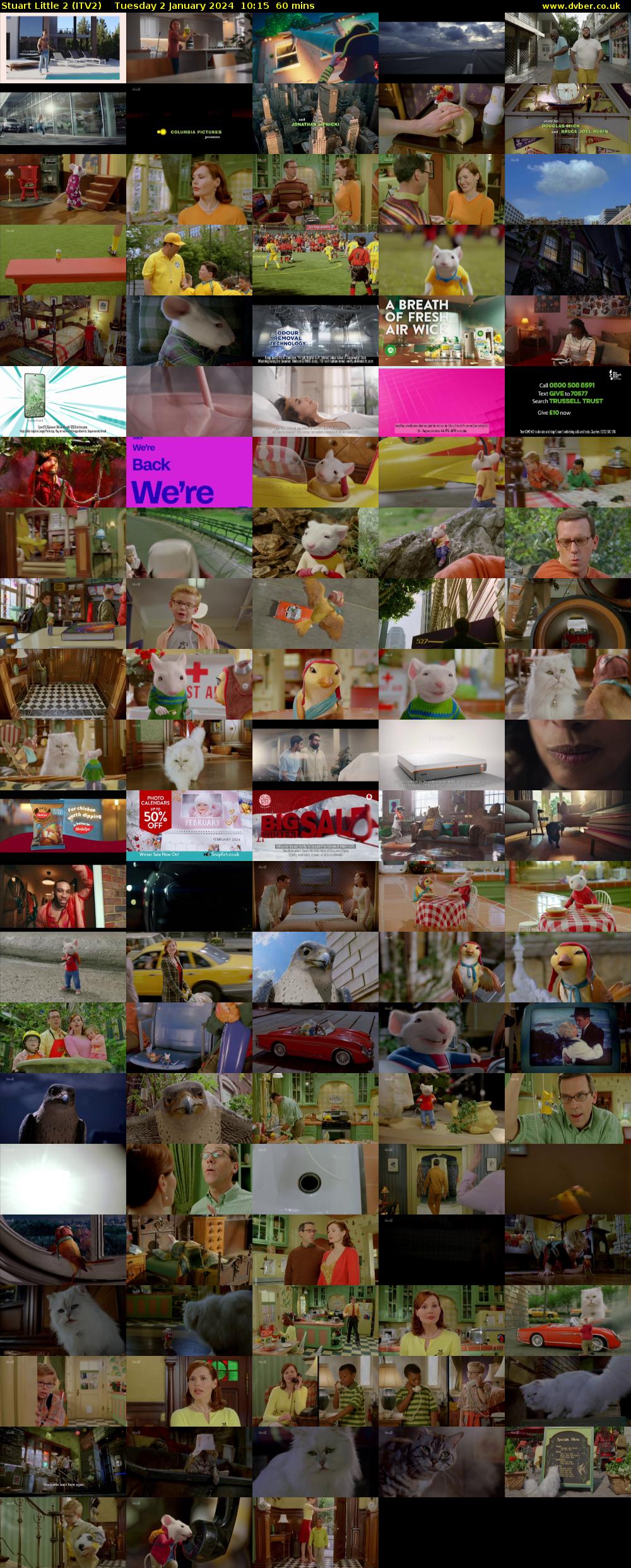Stuart Little 2 (ITV2) Tuesday 2 January 2024 10:15 - 11:15