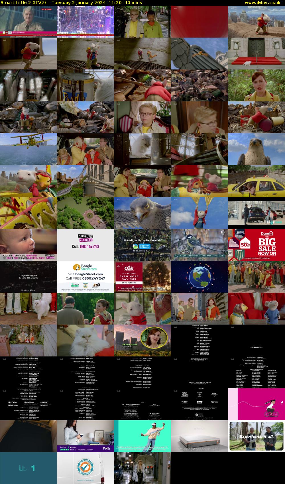 Stuart Little 2 (ITV2) Tuesday 2 January 2024 11:20 - 12:00