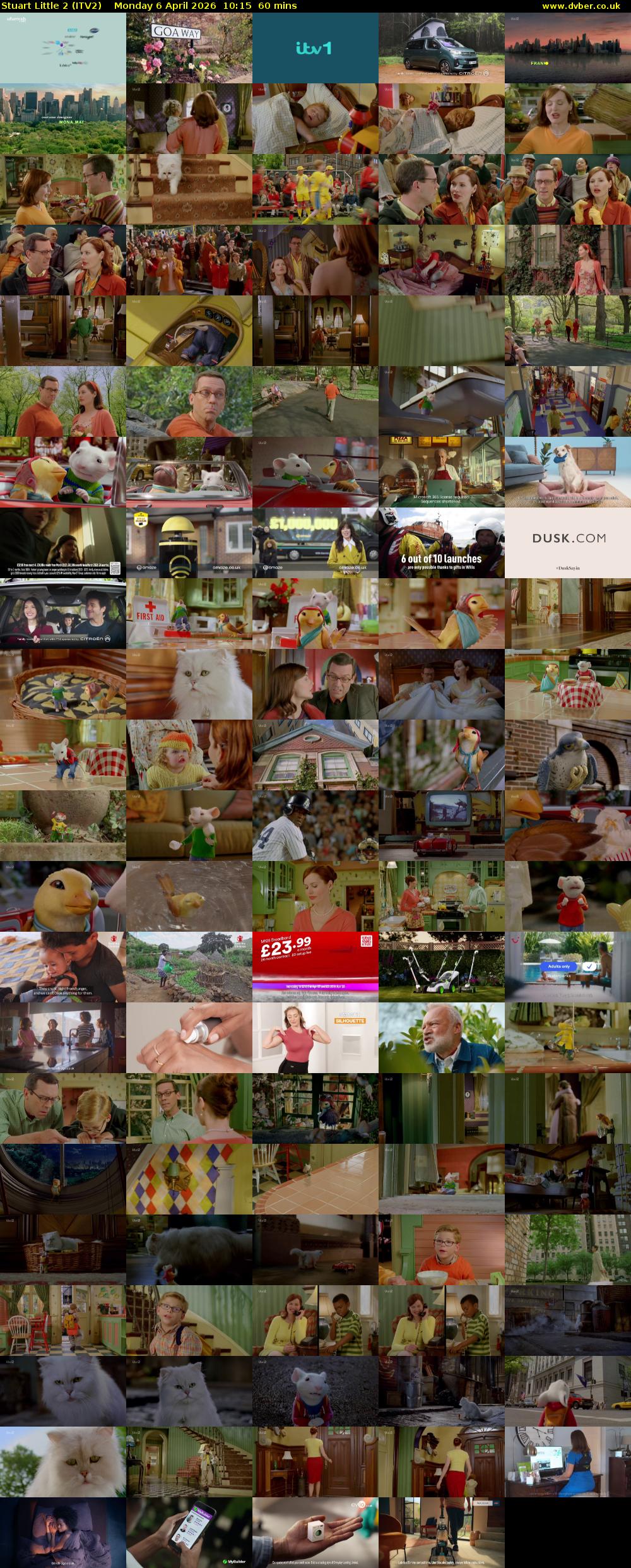 Stuart Little 2 (ITV2) Monday 6 April 2026 10:15 - 11:15