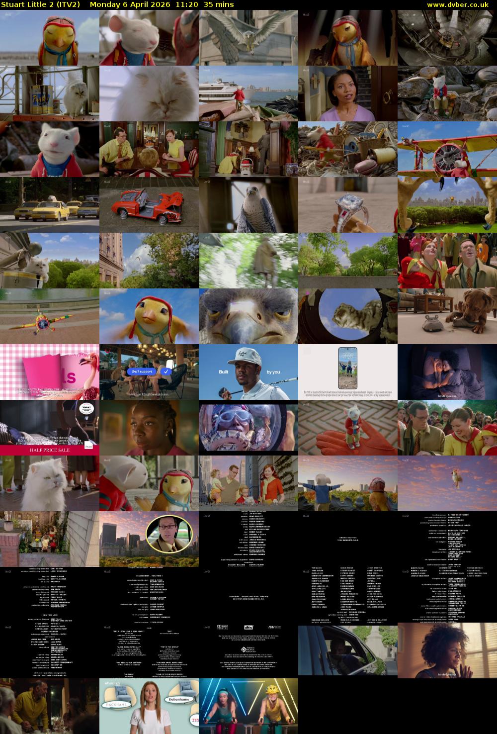 Stuart Little 2 (ITV2) Monday 6 April 2026 11:20 - 11:55