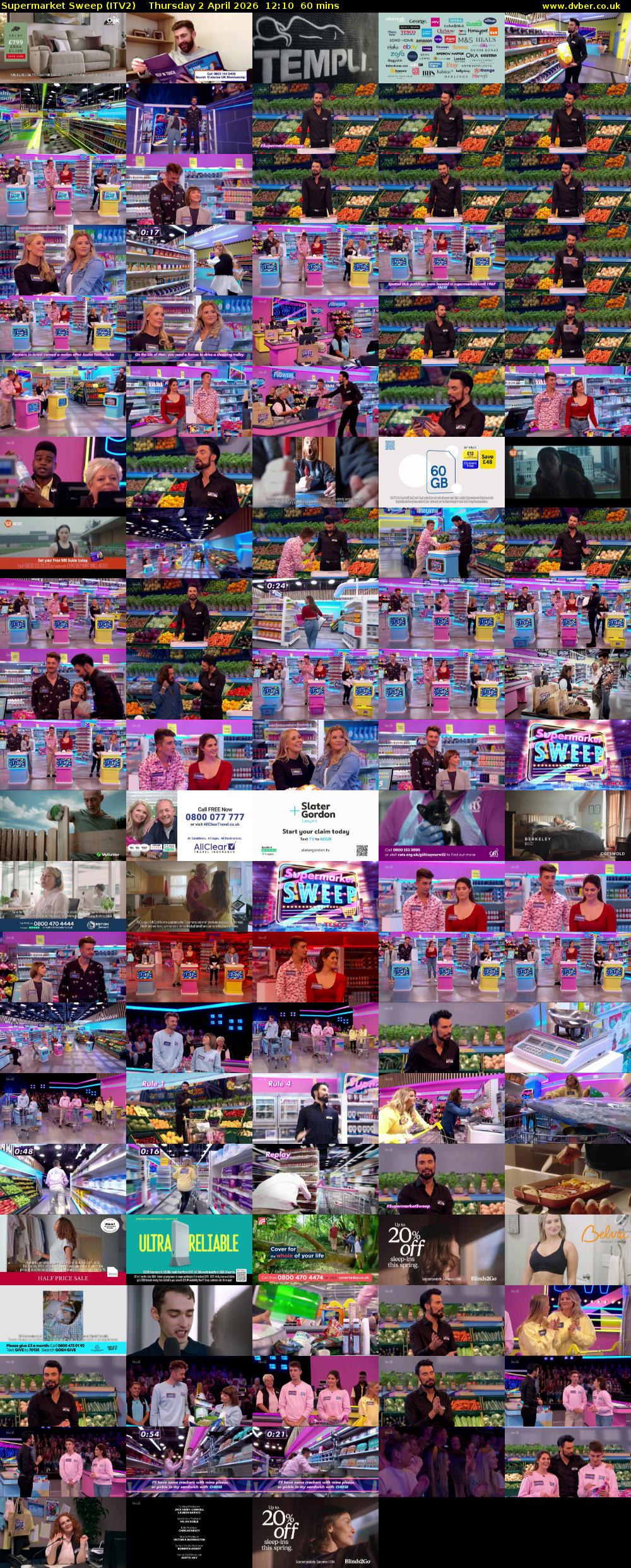 Supermarket Sweep (ITV2) Thursday 2 April 2026 12:10 - 13:10