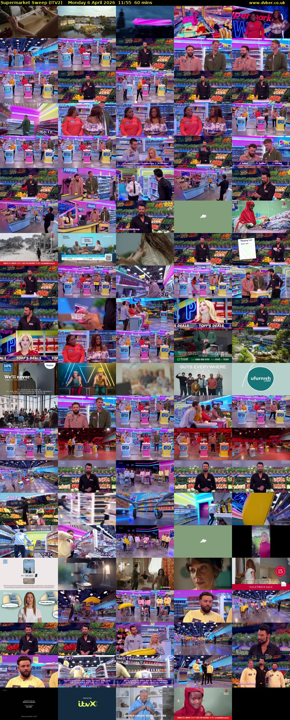 Supermarket Sweep (ITV2) Monday 6 April 2026 11:55 - 12:55