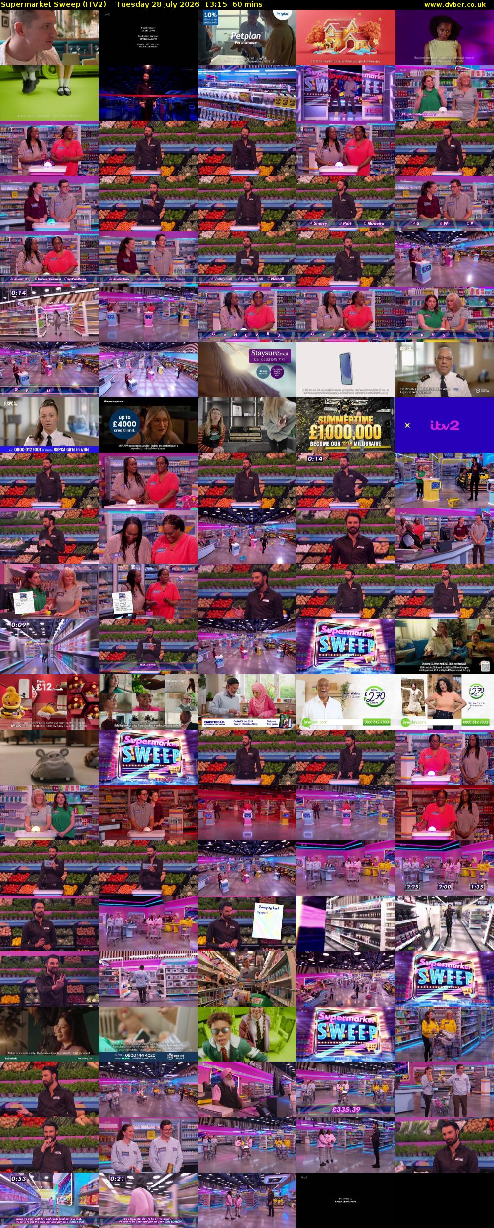 Supermarket Sweep (ITV2) Tuesday 28 July 2026 13:15 - 14:15