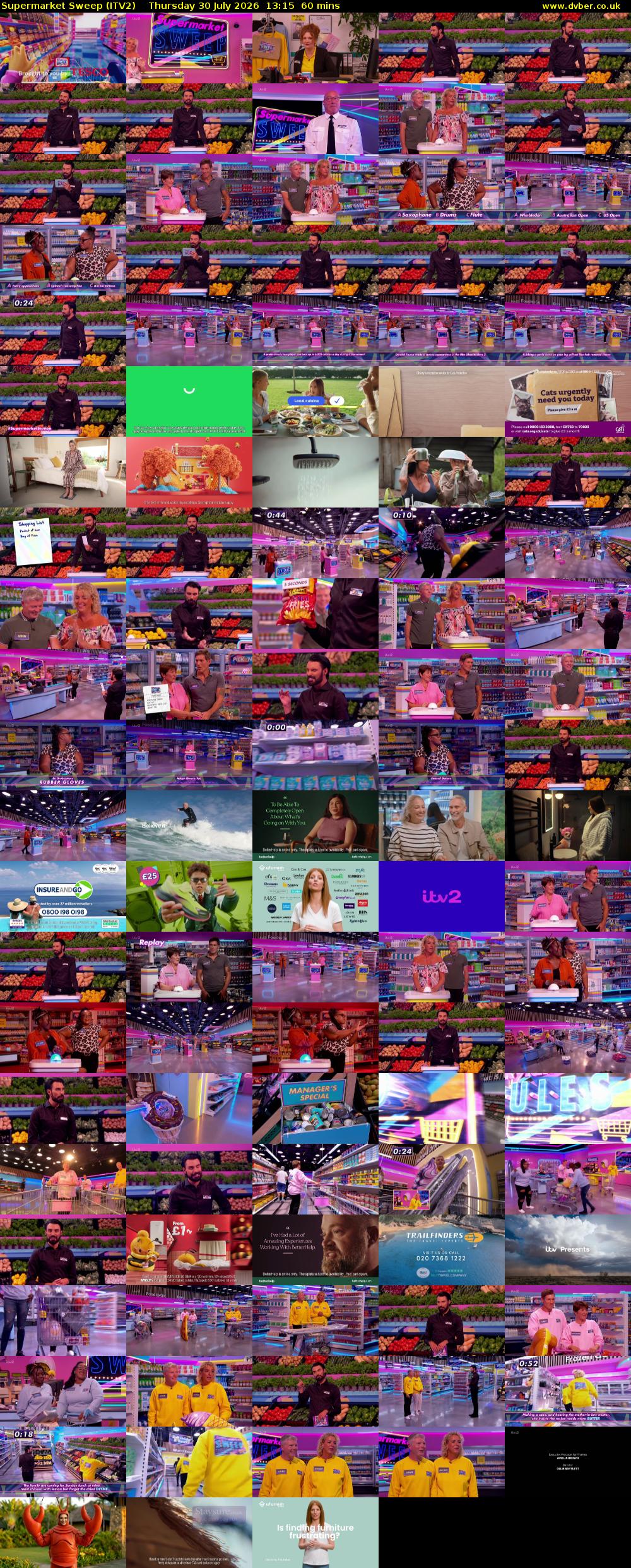 Supermarket Sweep (ITV2) Thursday 30 July 2026 13:15 - 14:15