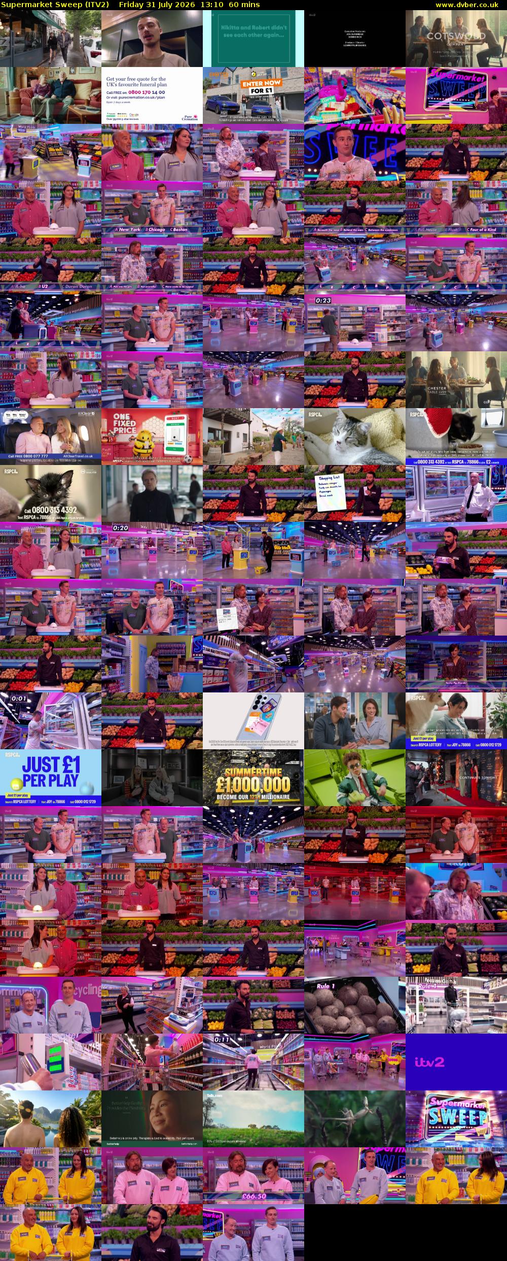 Supermarket Sweep (ITV2) Friday 31 July 2026 13:10 - 14:10