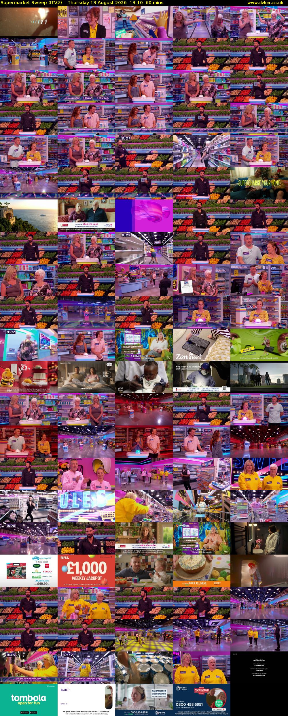 Supermarket Sweep (ITV2) Thursday 13 August 2026 13:10 - 14:10