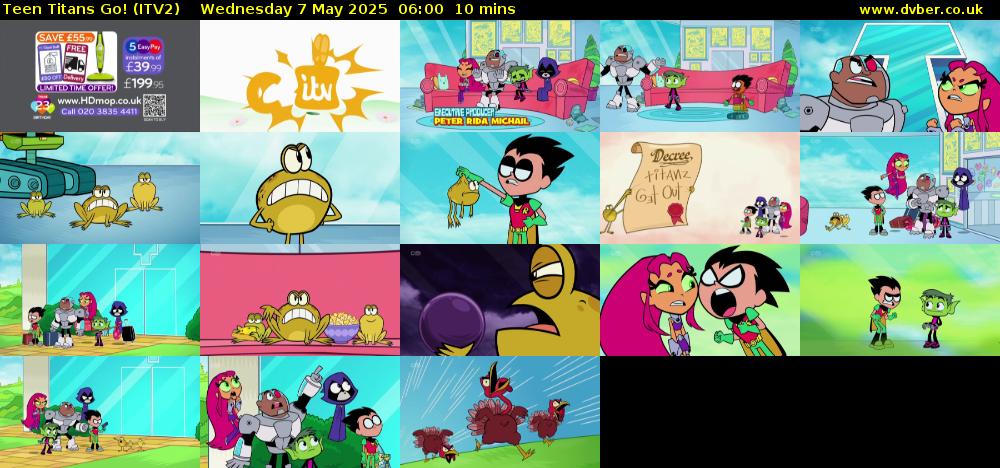 Teen Titans Go! (ITV2) Wednesday 7 May 2025 06:00 - 06:10
