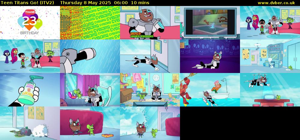 Teen Titans Go! (ITV2) Thursday 8 May 2025 06:00 - 06:10