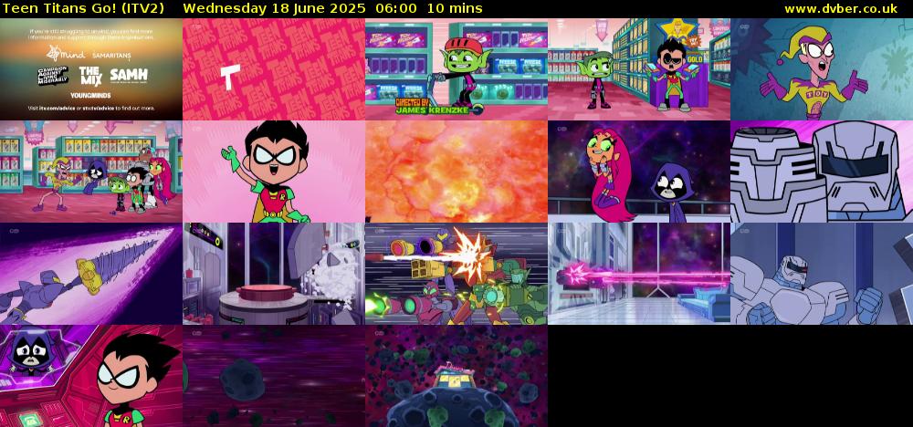 Teen Titans Go! (ITV2) Wednesday 18 June 2025 06:00 - 06:10