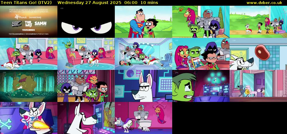 Teen Titans Go! (ITV2) Wednesday 27 August 2025 06:00 - 06:10