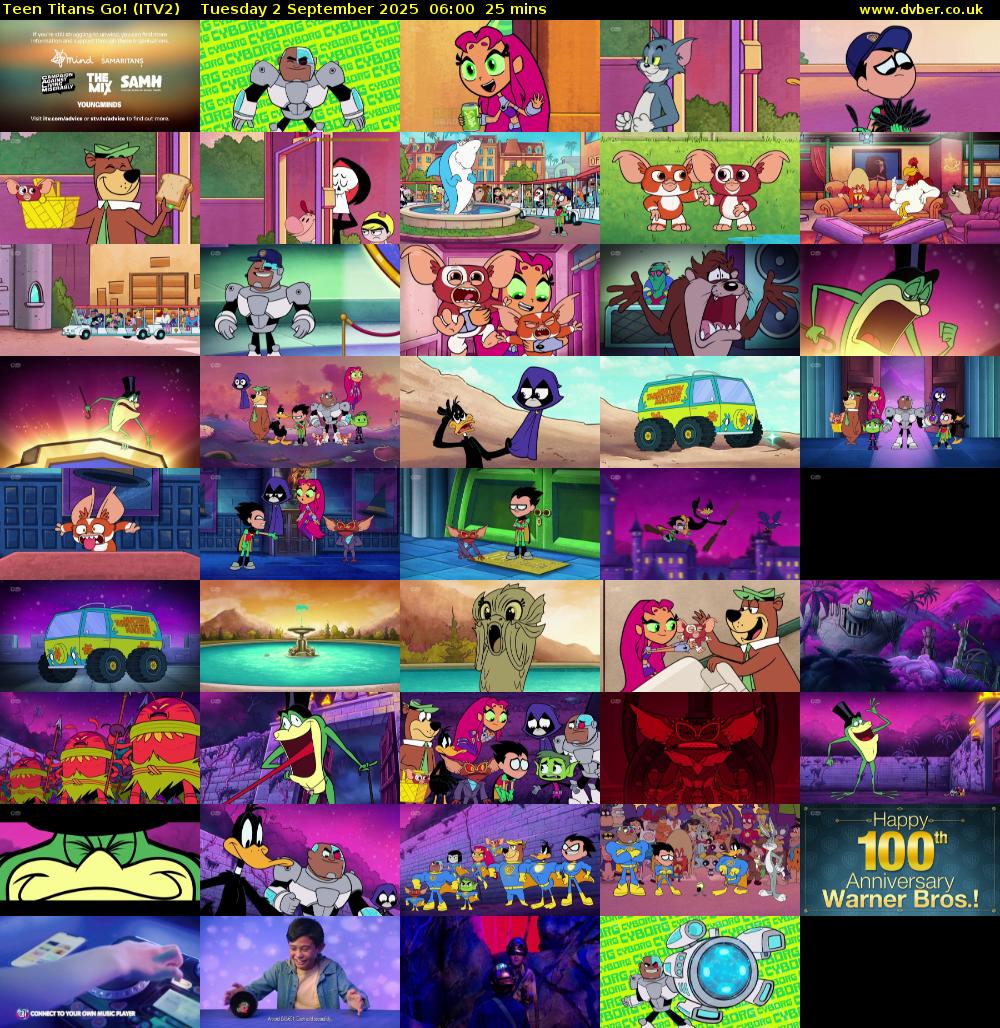 Teen Titans Go! (ITV2) Tuesday 2 September 2025 06:00 - 06:25