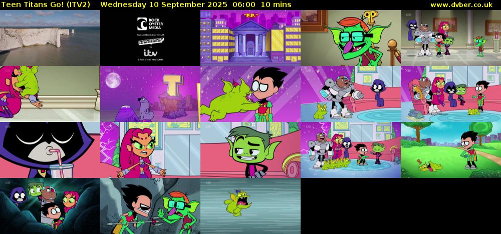 Teen Titans Go! (ITV2) Wednesday 10 September 2025 06:00 - 06:10