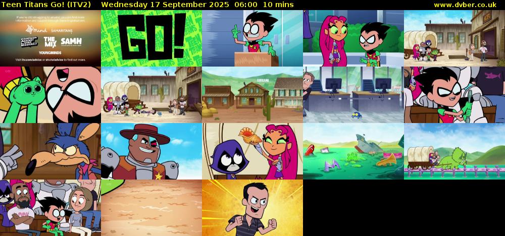 Teen Titans Go! (ITV2) Wednesday 17 September 2025 06:00 - 06:10