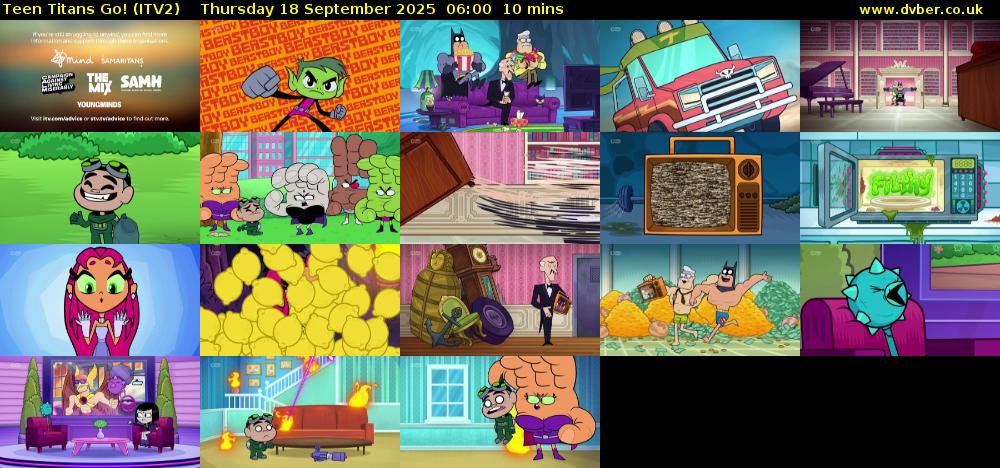 Teen Titans Go! (ITV2) Thursday 18 September 2025 06:00 - 06:10