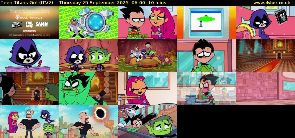 Teen Titans Go! (ITV2) Thursday 25 September 2025 06:00 - 06:10