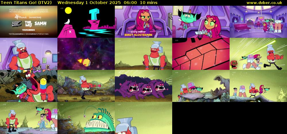 Teen Titans Go! (ITV2) Wednesday 1 October 2025 06:00 - 06:10