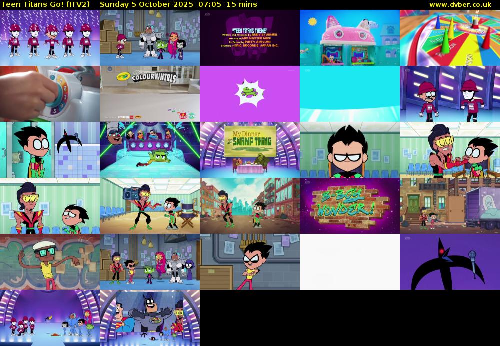 Teen Titans Go! (ITV2) Sunday 5 October 2025 07:05 - 07:20