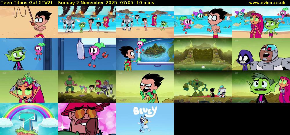 Teen Titans Go! (ITV2) Sunday 2 November 2025 07:05 - 07:15