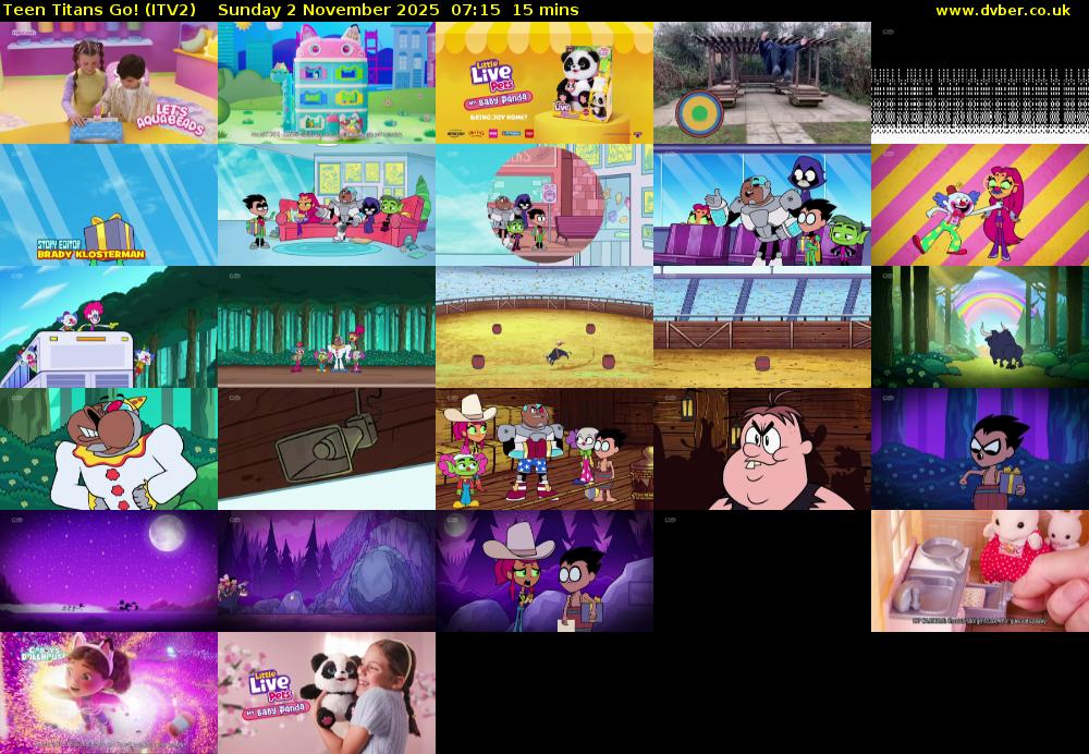 Teen Titans Go! (ITV2) Sunday 2 November 2025 07:15 - 07:30