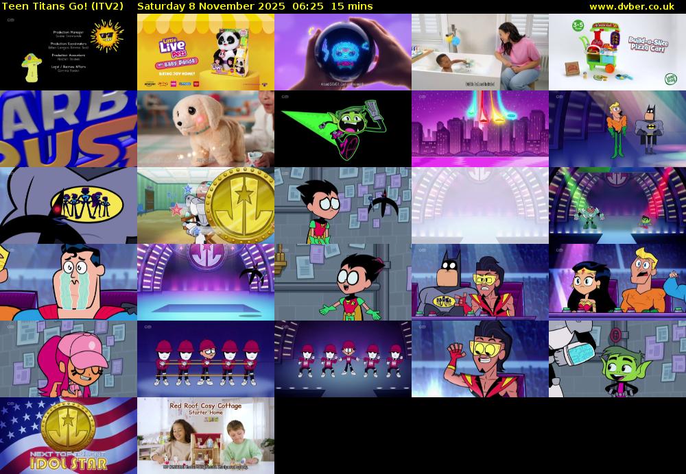 Teen Titans Go! (ITV2) Saturday 8 November 2025 06:25 - 06:40
