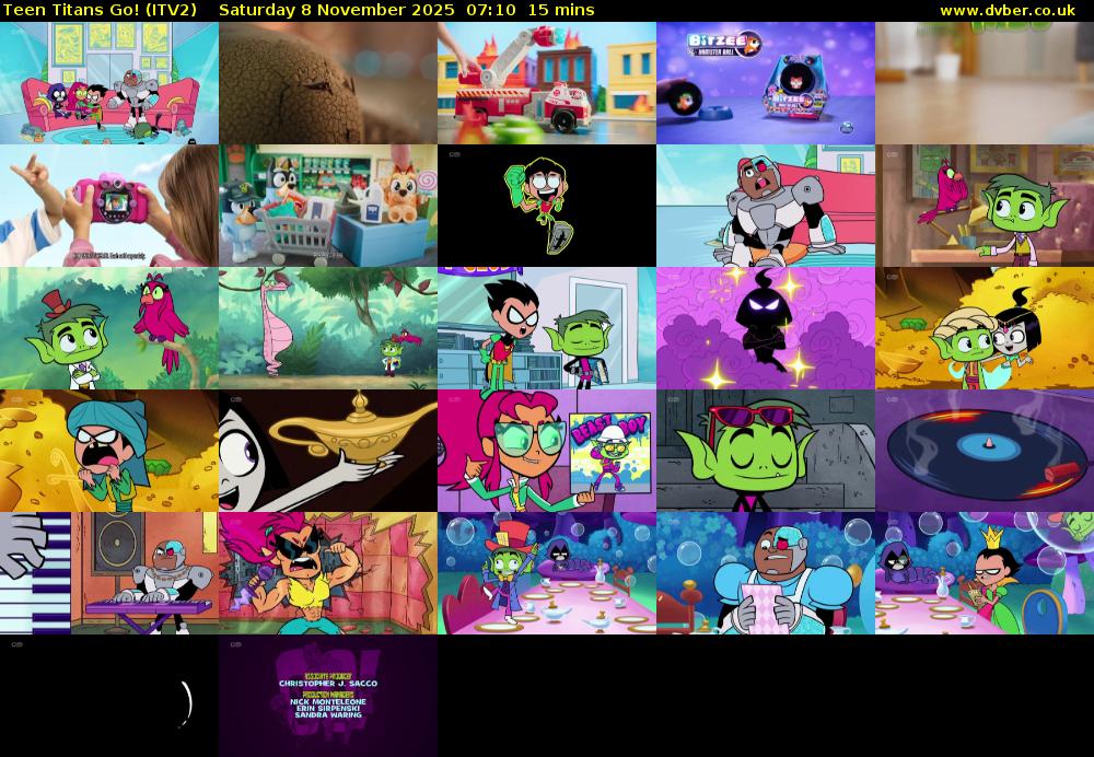 Teen Titans Go! (ITV2) Saturday 8 November 2025 07:10 - 07:25