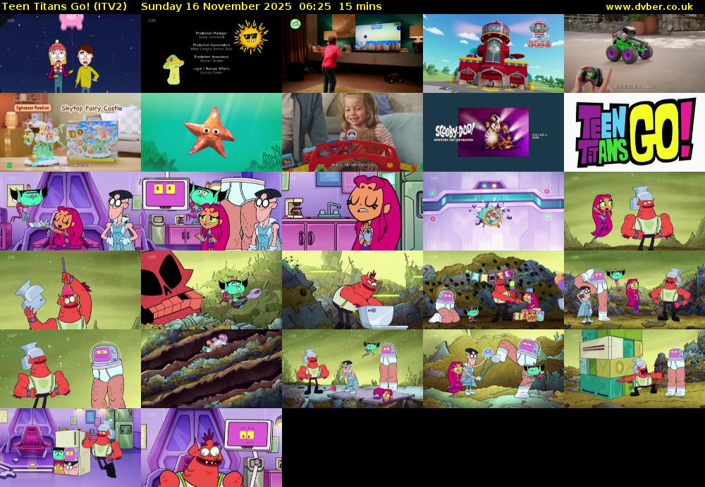 Teen Titans Go! (ITV2) Sunday 16 November 2025 06:25 - 06:40