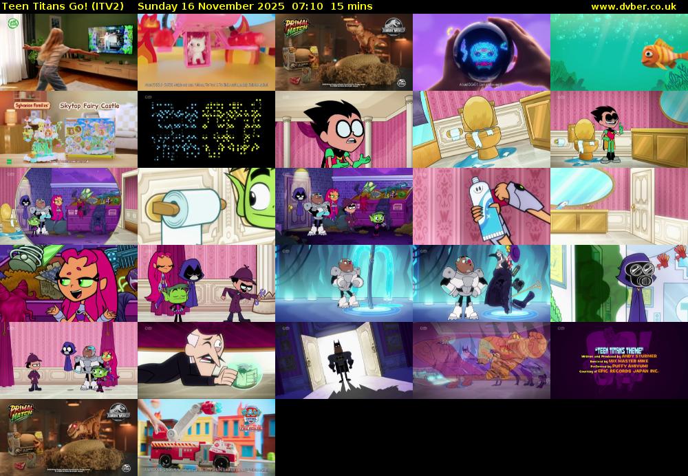 Teen Titans Go! (ITV2) Sunday 16 November 2025 07:10 - 07:25