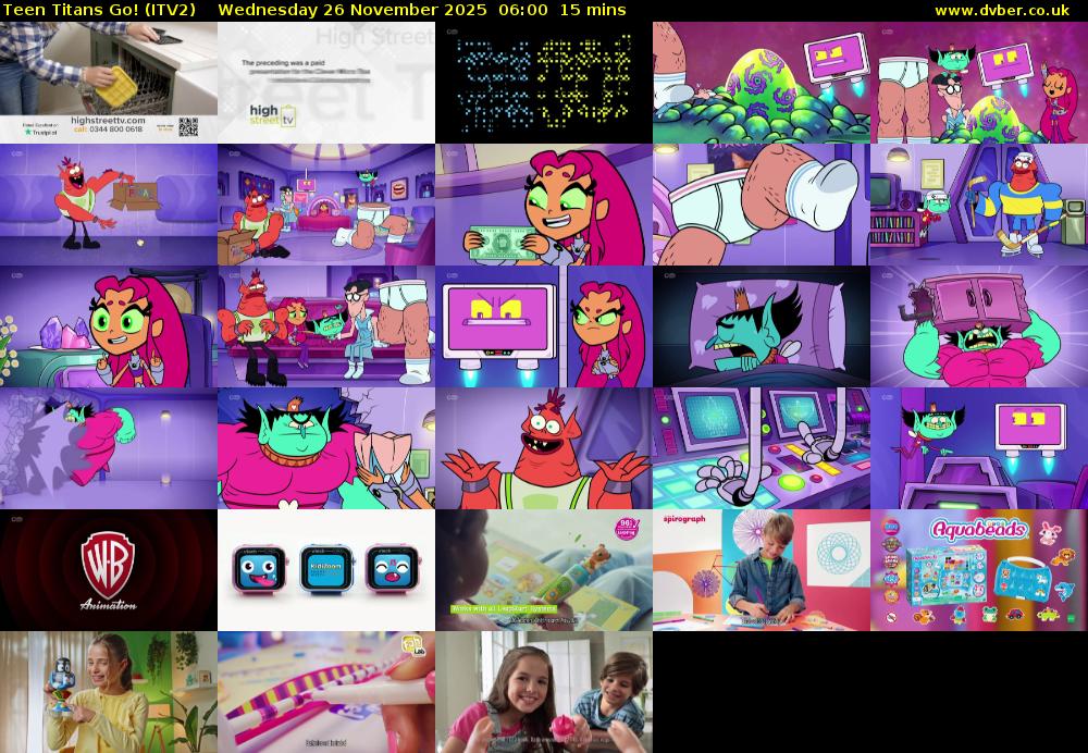 Teen Titans Go! (ITV2) Wednesday 26 November 2025 06:00 - 06:15