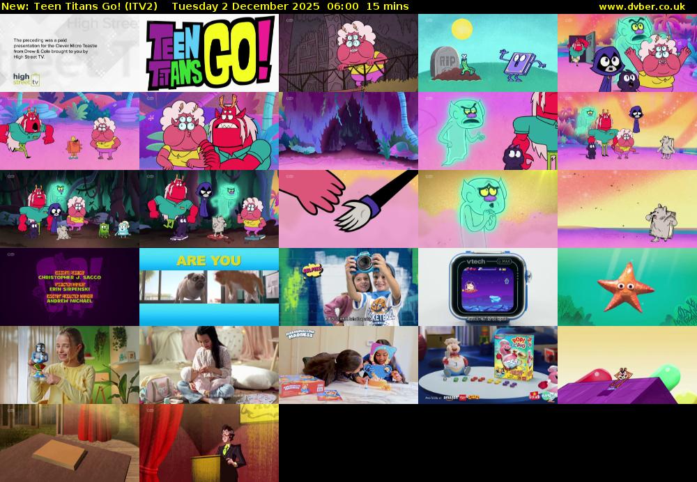 Teen Titans Go! (ITV2) Tuesday 2 December 2025 06:00 - 06:15