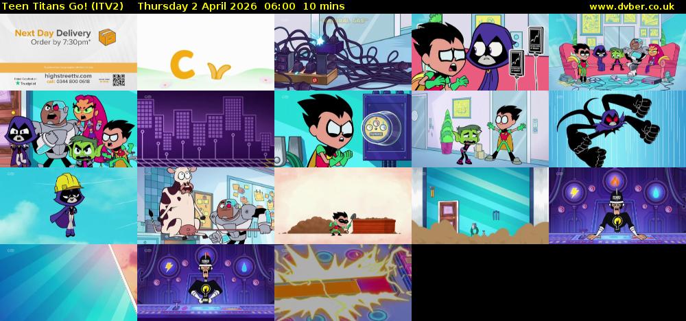 Teen Titans Go! (ITV2) Thursday 2 April 2026 06:00 - 06:10