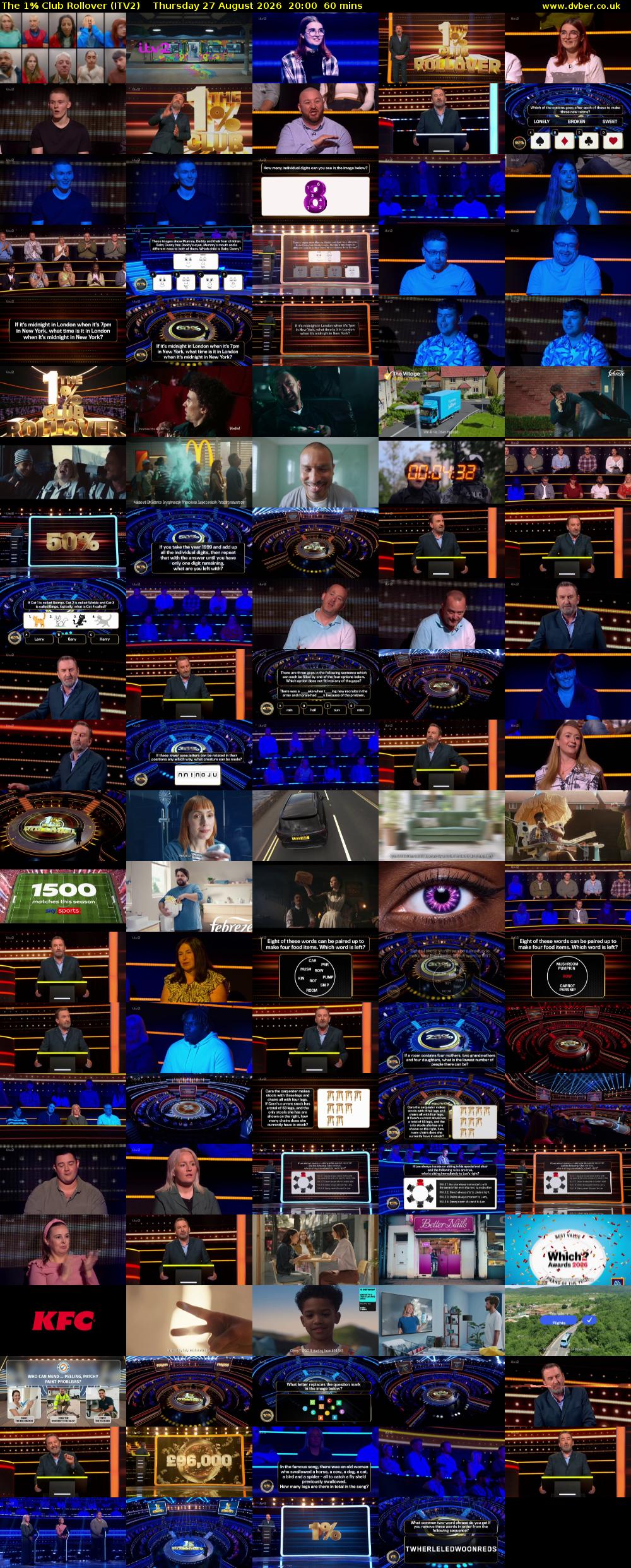 The 1% Club Rollover (ITV2) Thursday 27 August 2026 20:00 - 21:00