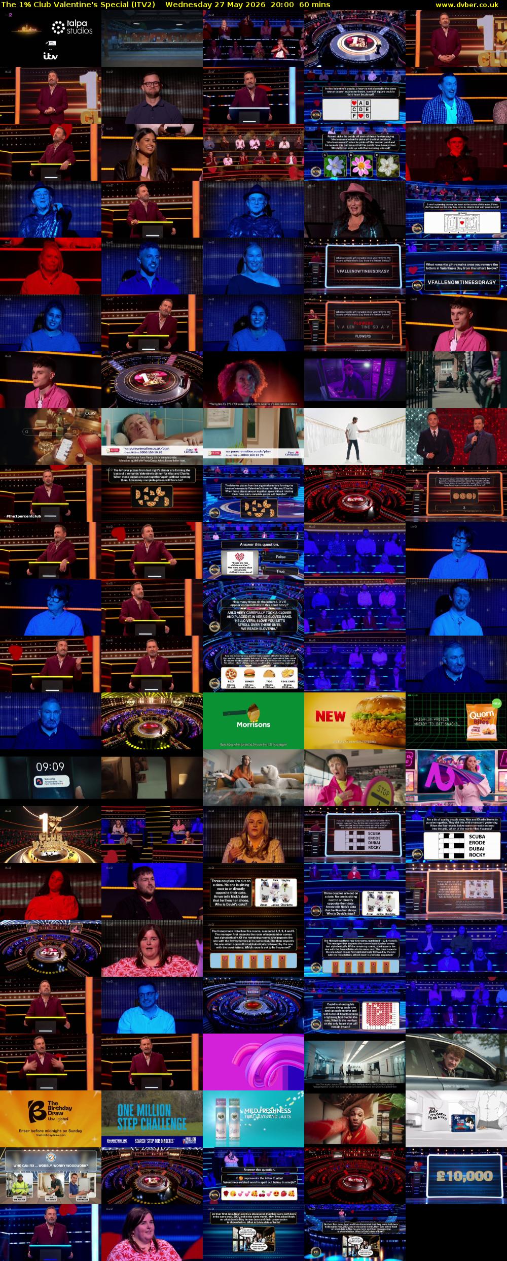 The 1% Club Valentine's Special (ITV2) Wednesday 27 May 2026 20:00 - 21:00