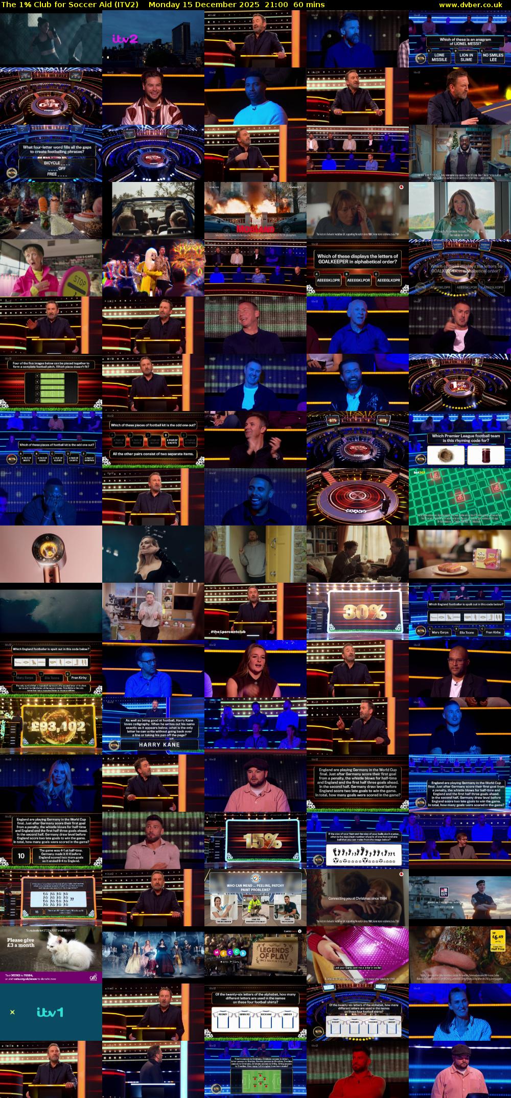 The 1% Club for Soccer Aid (ITV2) Monday 15 December 2025 21:00 - 22:00
