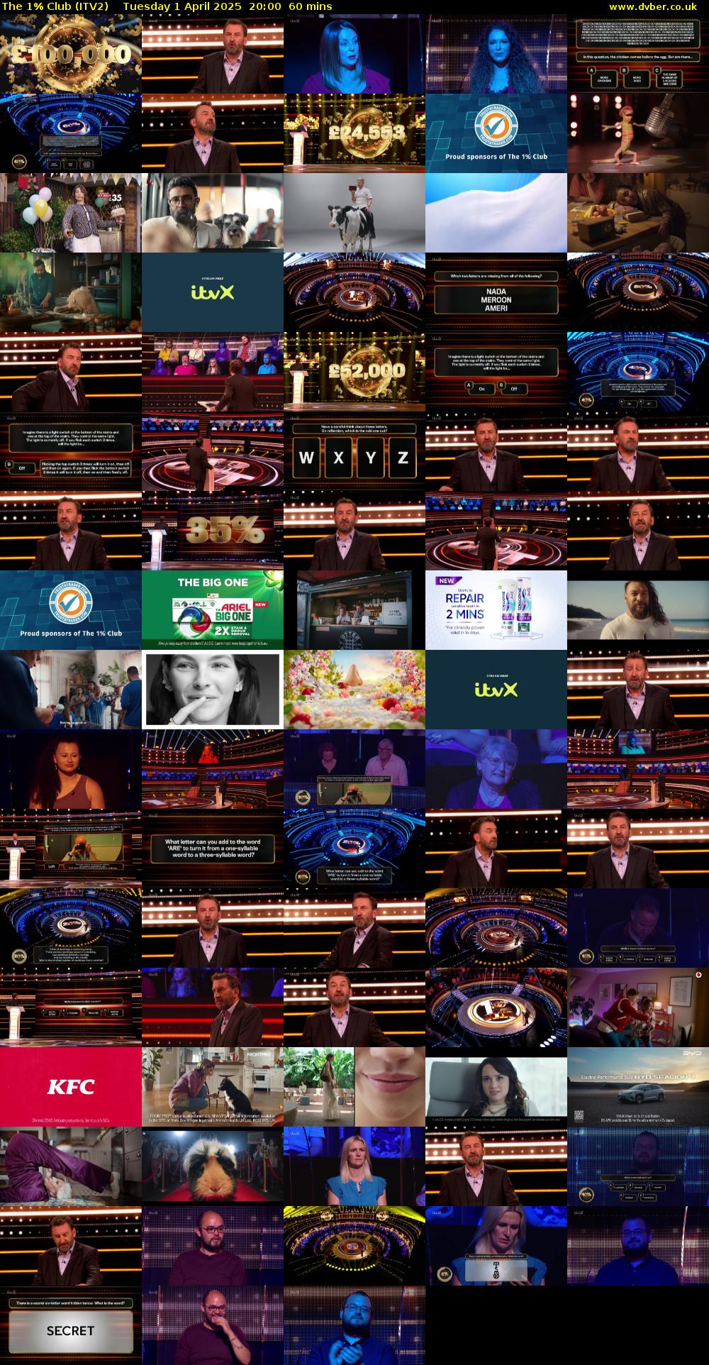 The 1% Club (ITV2) Tuesday 1 April 2025 20:00 - 21:00