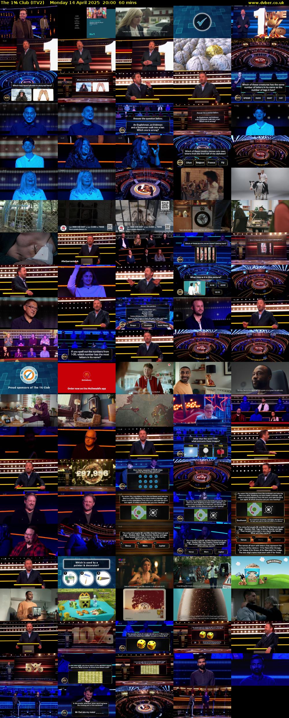The 1% Club (ITV2) Monday 14 April 2025 20:00 - 21:00