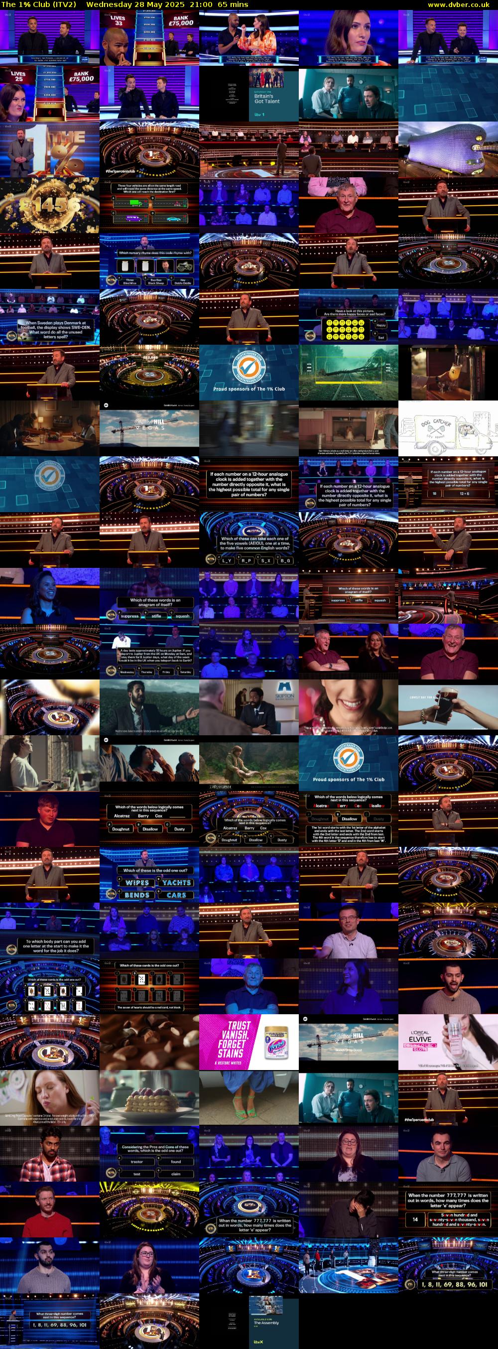 The 1% Club (ITV2) Wednesday 28 May 2025 21:00 - 22:05