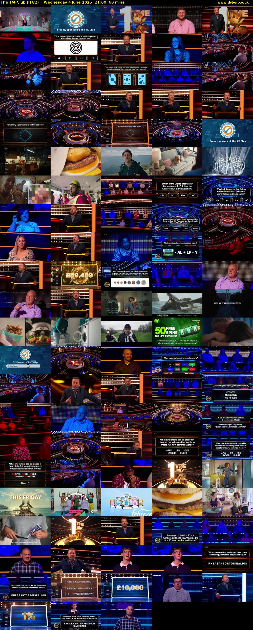 The 1% Club (ITV2) Wednesday 4 June 2025 21:00 - 22:00